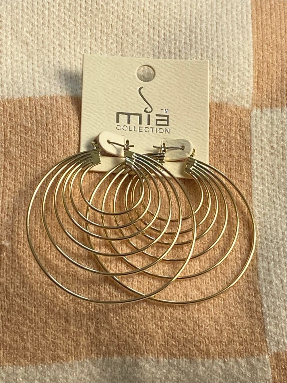Mia Large Gold Toned Multi-layer Hoops NWT